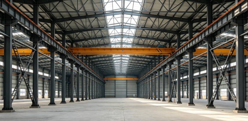 Large Heavy-Duty Workshop with Overhead Cranes