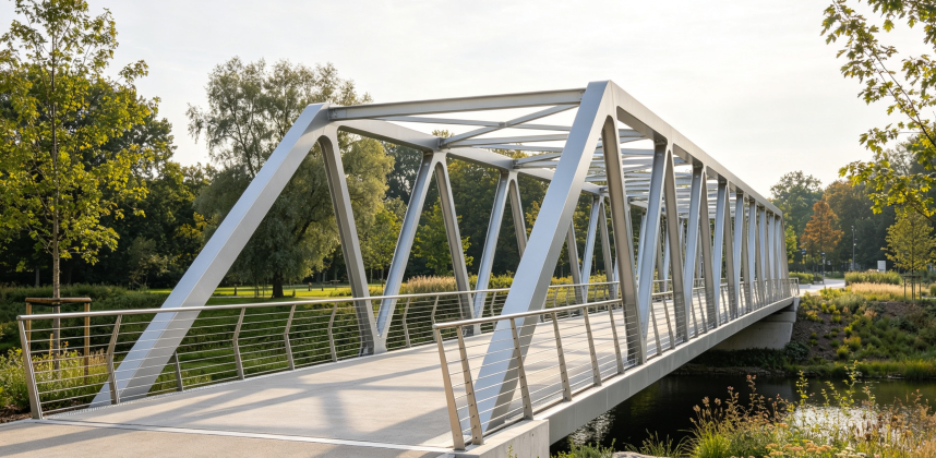 Pedestrian Steel Bridge for Public Park