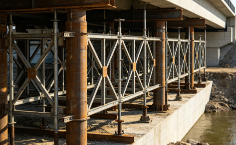 Temporary Steel Support Structure for Bridge Construction