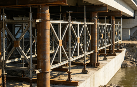 Temporary Steel Support Structure for Bridge Construction