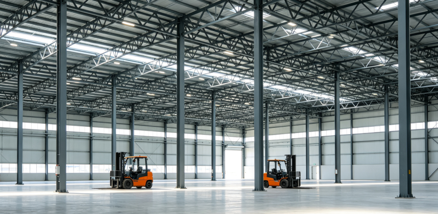 Heavy Steel Logistics Warehouse with High Bay Storage