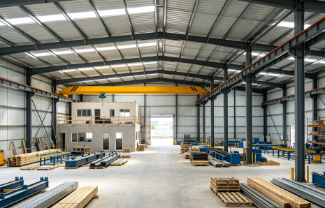 Multi-Bay Industrial Steel Workshop