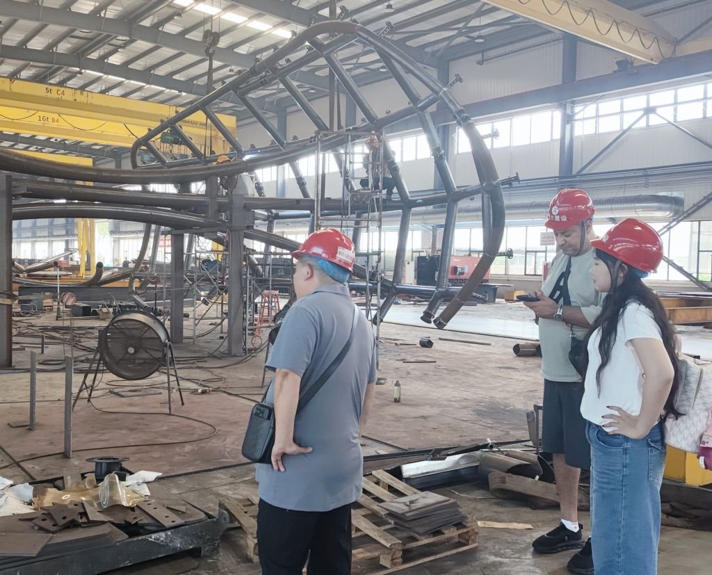 Client from Middle East Visits Guoyu Steel Factory to Inspect Custom Steel Structure Fabrication Project 6